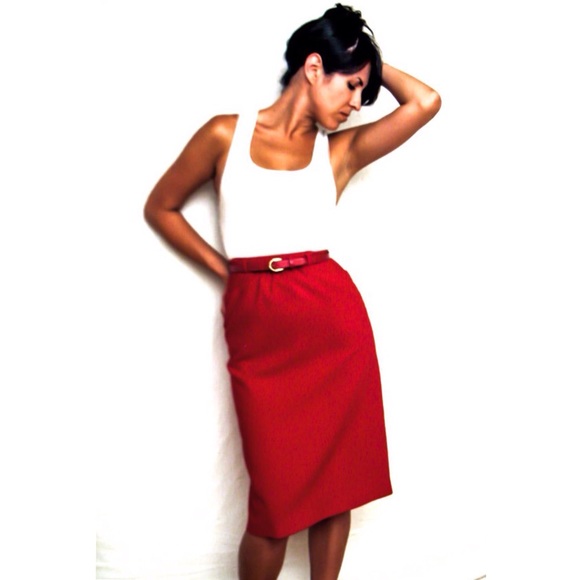 Vintage Rockabilly Pencil Skirt, Red / Sz 4