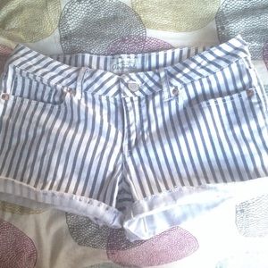 navy and white striped Aeropostale shorts
