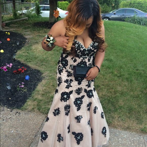 Strapless Nude and Black mermaid dress