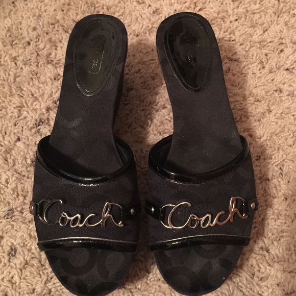 Coach Carissa Black Slip-on Wedge Sandal