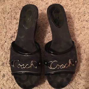 Coach Carissa Black Slip-on Wedge Sandal