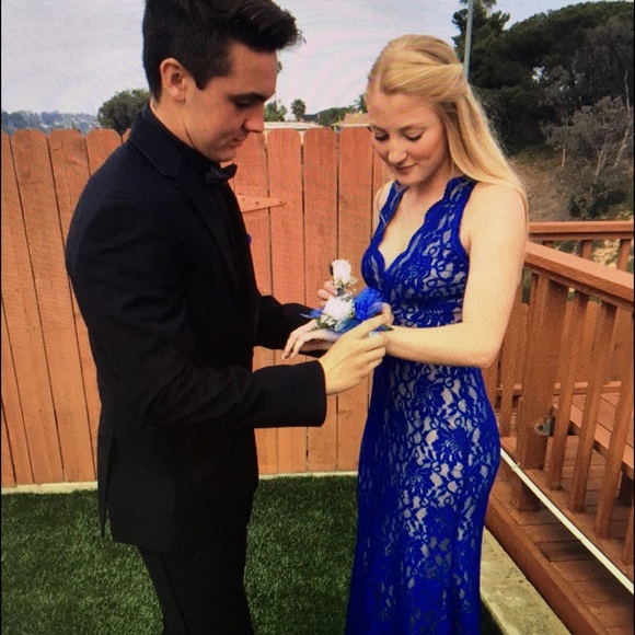 Aqua Dresses & Skirts - Blue lace prom dress:)