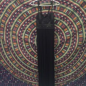 Black Maxi dress with Leather bodice