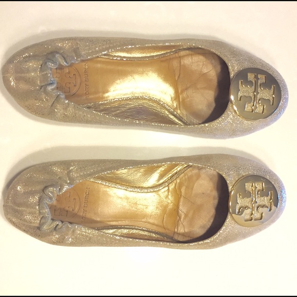Tory Burch Vintage Metallic Reva Flat Size 7