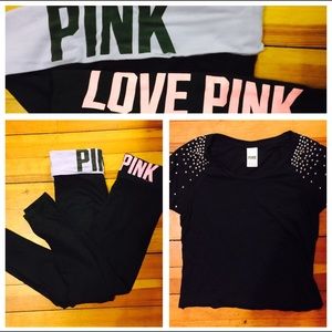 VS Yoga Pants & Black Studded VS Shirt