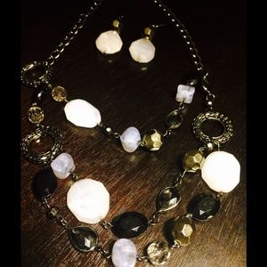 Three tiered necklace and earring set