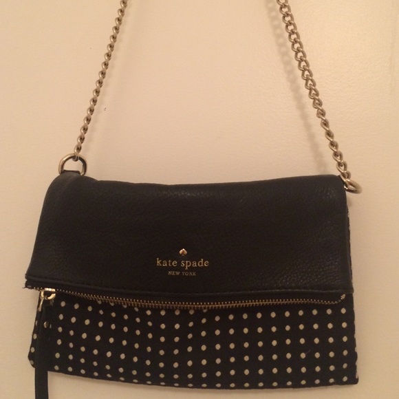 kate spade Handbags - Kate Spade Small Foldover Bag in Black and White