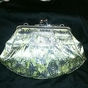 Satin yellow and gray leopard  handbag satchel