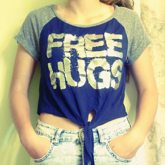 "Free Hugs" Tie Front Tee From Delia