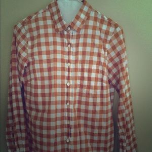 J.crew button down- burnt orange and white