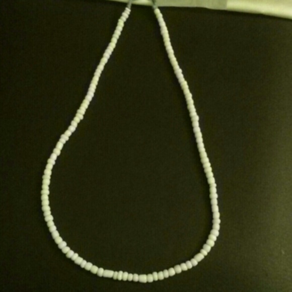 Handcrafted white glass beaded necklace