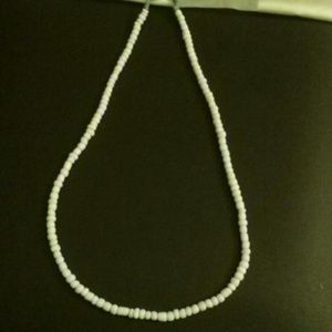 Handcrafted white glass beaded necklace