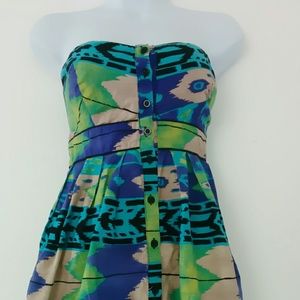 Beach. Print. Strapless. Dress. Summer. Flirt