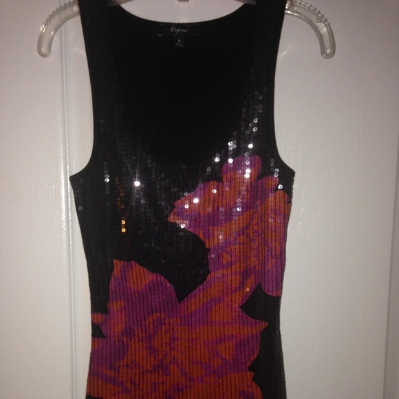 Express Sequins Black Top