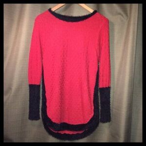 Red Sweater W/ Black Fur Trim