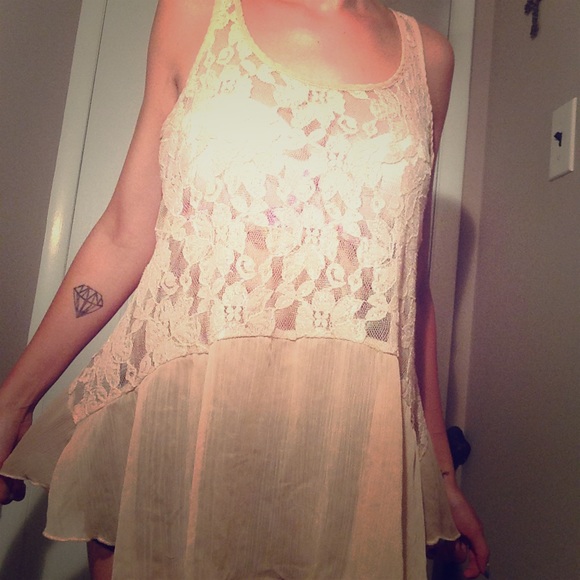 Light Pink Sheer Lace  Top
