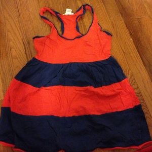 Navy and orange/red striped tank top