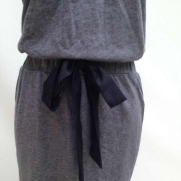 🆕 LOFT tie waist tank dress, black & gray - Picture 3 of 4