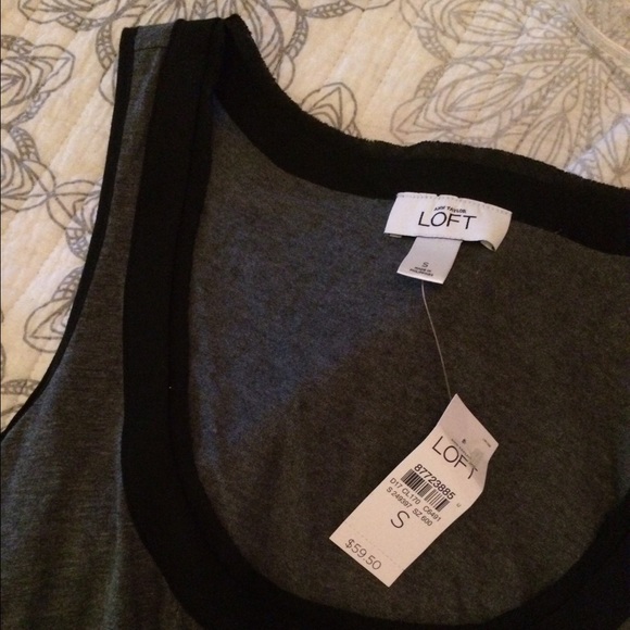 🆕 LOFT tie waist tank dress, black & gray - Picture 4 of 4