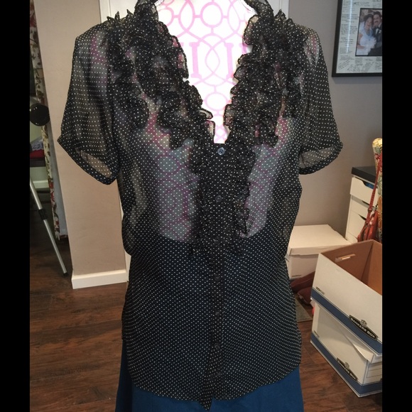 Polka dot sheer blouse