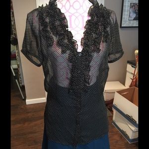 Polka dot sheer blouse