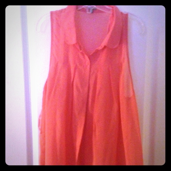 Charlotte Russe Sheer Blouse Coral