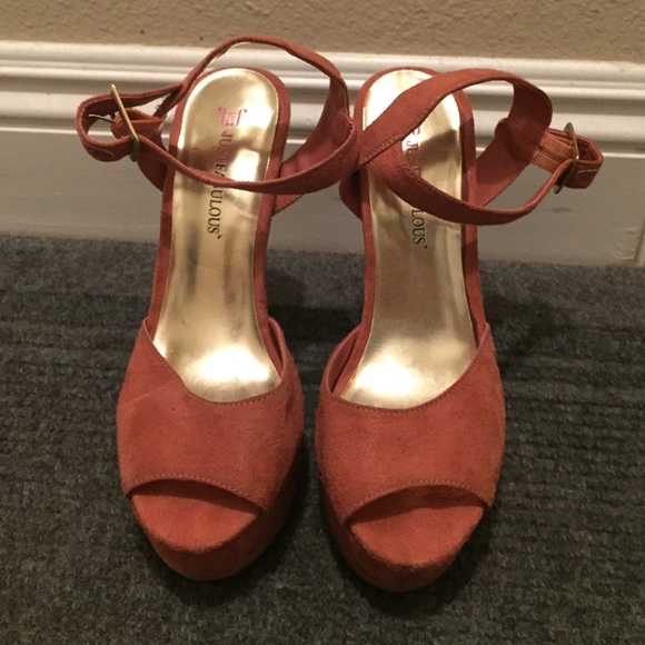 Blush Strappy Platform Heels - Picture 1 of 3