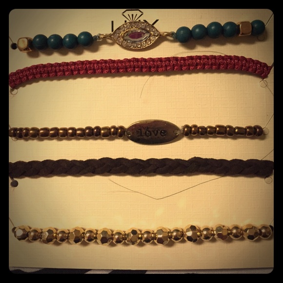 NWT set of 5 bracelets brown blue gold red