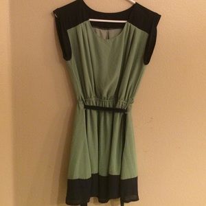 Green and blue mini dress