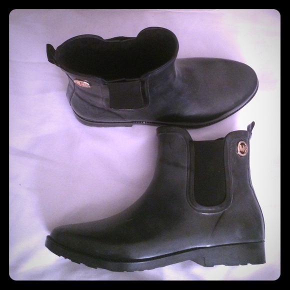 Michael Kors size 10 rubber rain boots leather in