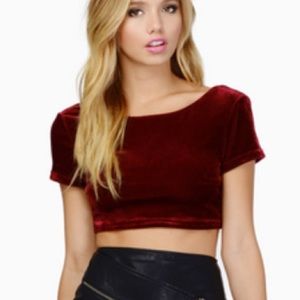 Crimson velour crop top