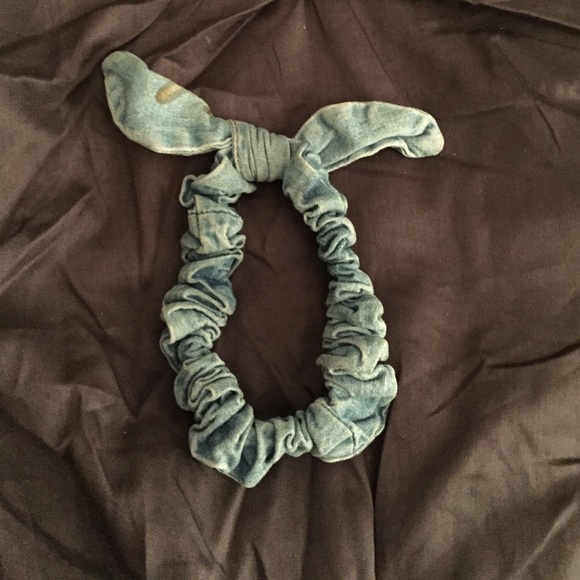 Vintage denim stretchy bow headband
