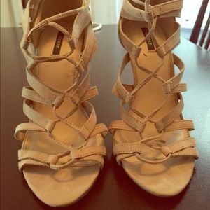 Lace Up Nude Heels
