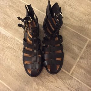 Black strappy booties