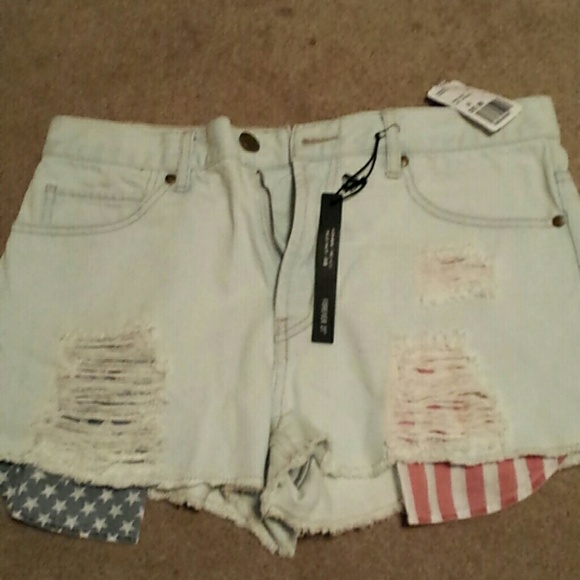 American Flag Denim Shorts
