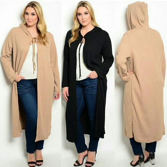 plus size long hooded sweater