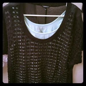 Torrid high low crocheted top