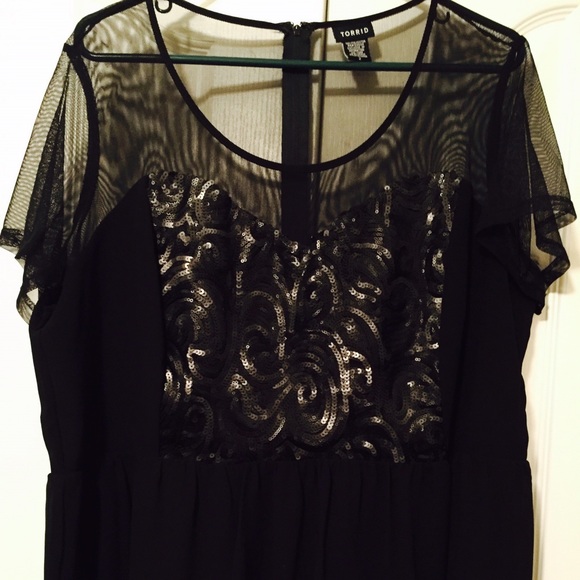 Black Peplum Sequins Top
