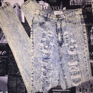 Distressed High Waist Skinny Jeans