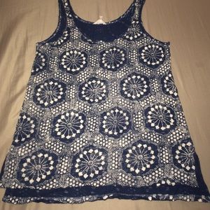 Navy blue crochet pattern tank top