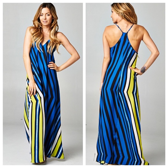 Mod striped maxi dress