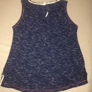 Blue tank top with pink trimming
