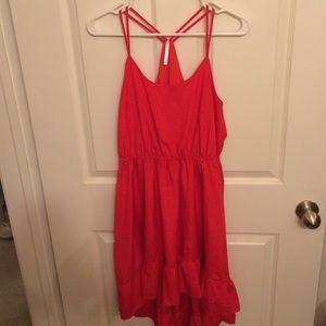 Coral hi-low dress