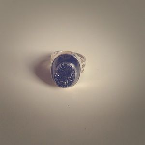 Black Druzy Sterling Silver Ring