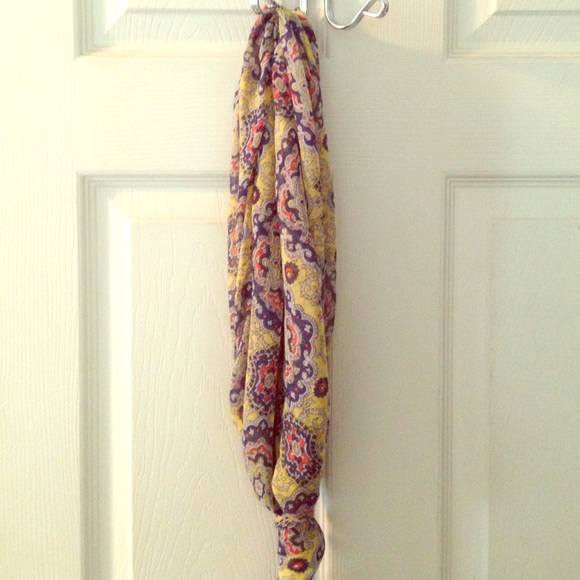 Moroccan print yellow, blue, gray scarf