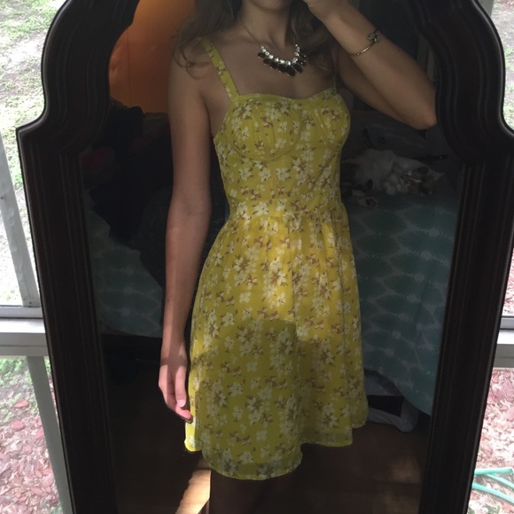Mustard yellow floral dress