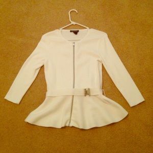 NWT Ralph Lauren white, belted, flared cardigan