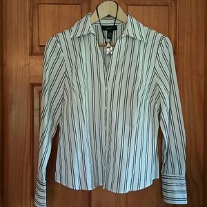 Black/white long sleeve blouse