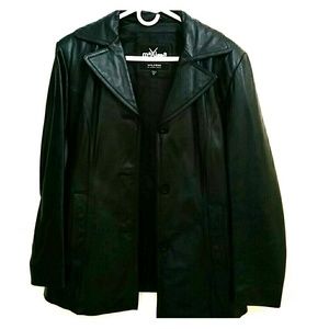 Black leather coat