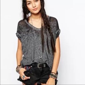Charcoal free people tee